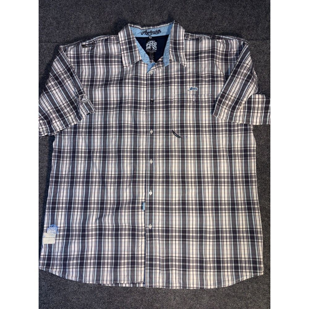 Akademiks Shirt Mens 3XL Multi Plaid Short Sleeve Collared Outdoor Button‎ Down